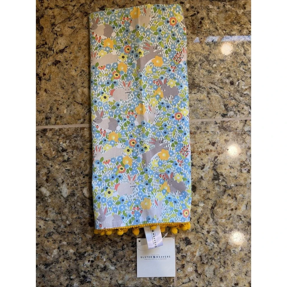 Ulster Weavers Pippen Spring Easter Bunny Rabbit Floral Cotton Tea Towel NEW NWT